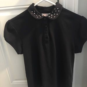 Navy Blue Sparkly Collar School Shirt